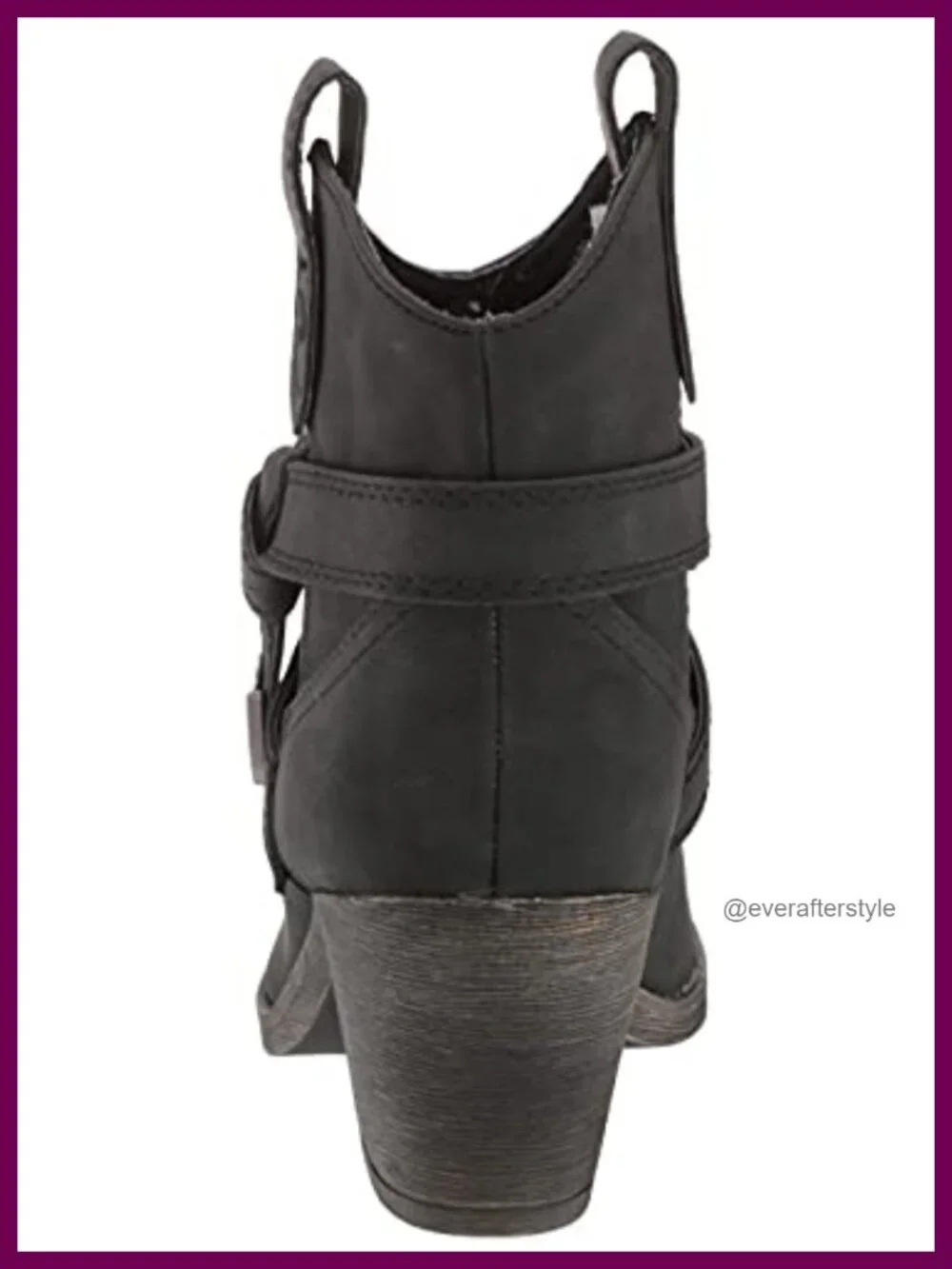 Women's Western Ankle Bootie with Buckle Embellishment, Pull-On Style with